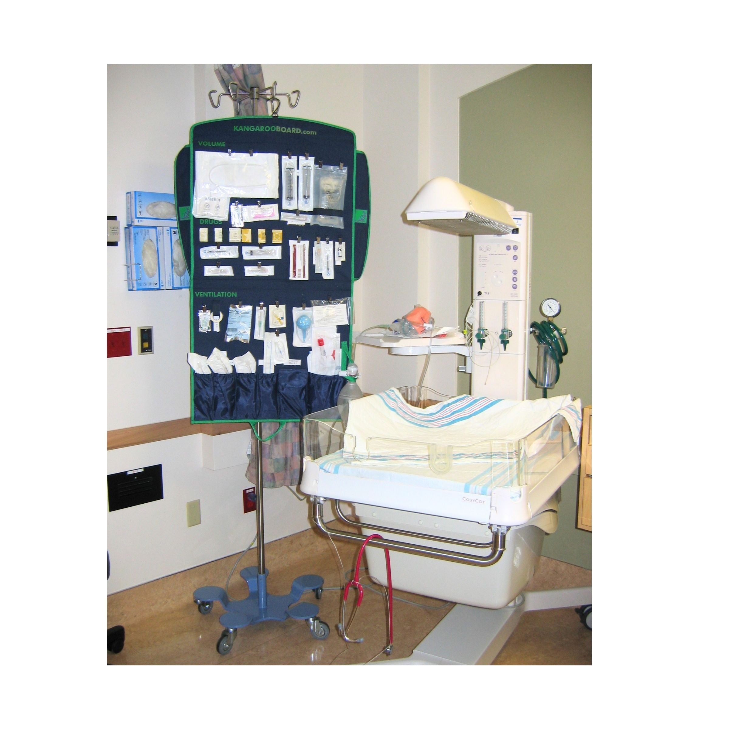 Kangaroo Board installed beside a neonatal care station